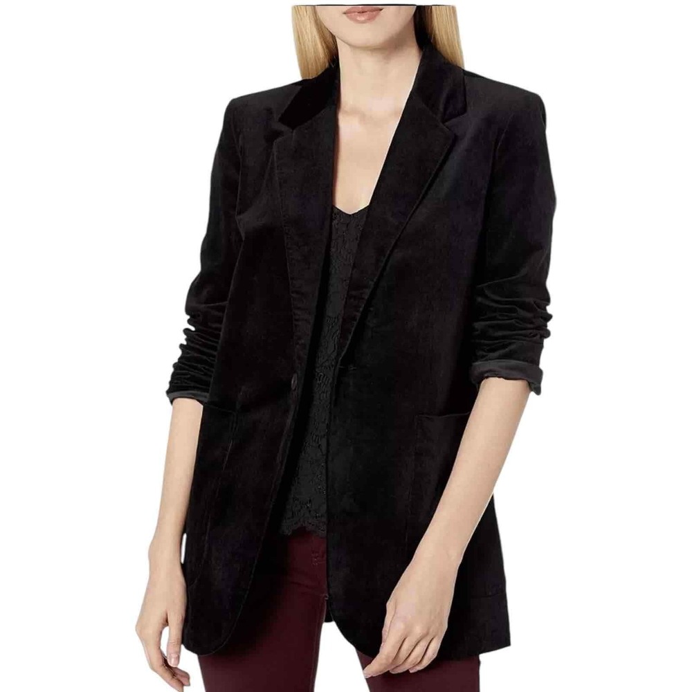AG Adriano Goldschmied Black Velvet Baylee Jacket Blazer Womens Size Small